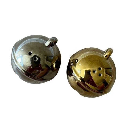 2 for $30 Christmas Ornament Santa Bells Ball Shaped Salt and Pepper Shakers - Picture 2 of 5